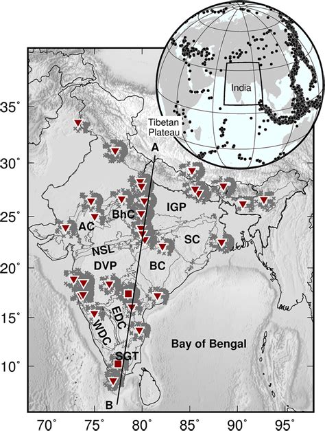 Broadband seismic stations used in this study, superimposed on major... | Download Scientific ...