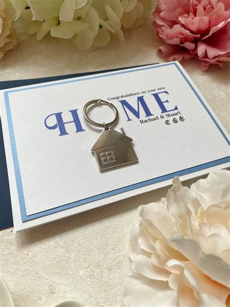 New Home Card. Moving Home Gift. First Home Card With Key Ring. House ...