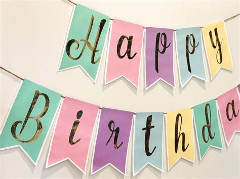 Personalize Happy Birthday Banner Pastel Birthday Banner - Etsy