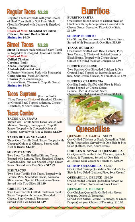 Menu at Mazatlan Family Mexican Restaurant (Albemarle), Albemarle