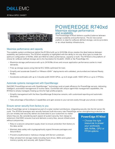 Server Dell Poweredge R740XD spec sheet I Nhat Thien Minh