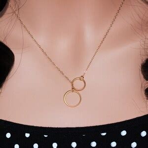 Double Circle Necklace Silver / Gold Interlocking Circle Necklace ...