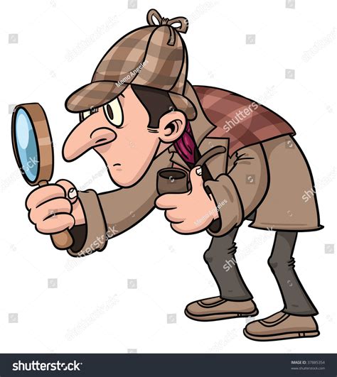 Cartoon Inspector Holding A Magnifying Glass. Stock Vector Illustration 37885354 : Shutterstock