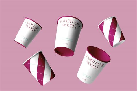 Restaurant Branding with Free Falling Paper Coffee Cups Mockup - Graphic Shell