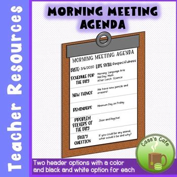 Morning Meeting Agenda Template -- Eight Design Options! by Cass's Cafe