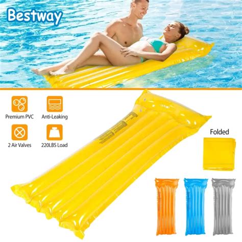 VINTAGE INFLATABLE AIR Mattress Vinyl Mat white water touch pool Float ...