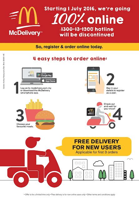 McDonald's Malaysia McDelivery Free Delivery for First 3 Orders Online