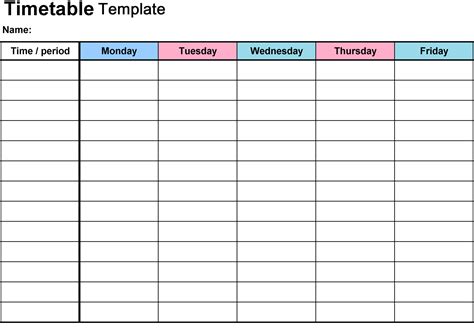 Timetable Template 2018 #collegetimetabletemplateword with Blank Revision Timetable Template ...