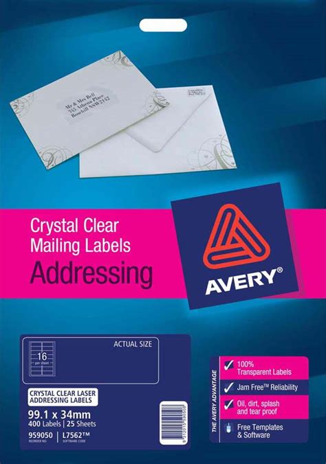 Avery® Crystal Clear Address Labels-L7562-25 - Avery Online Singapore