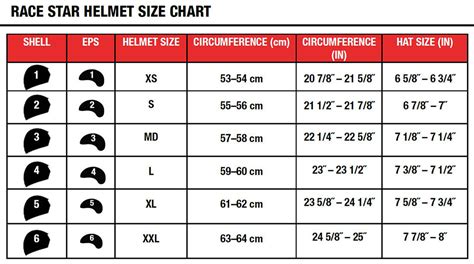 Bell Helmet Sizing Chart