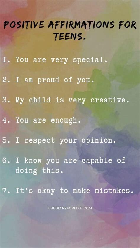 70+ Positive Affirmations For Teens From Parents | Positive quotes for ...