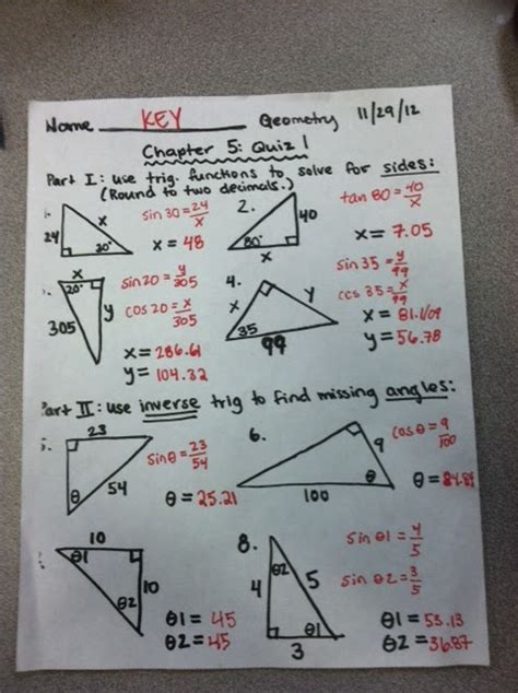 Special Right Triangles 30-60-90 Worksheet Answers