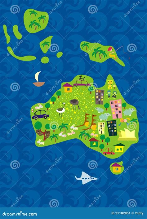 Cartoon Map Of Australia In Vector Stock Image - Image: 21102851