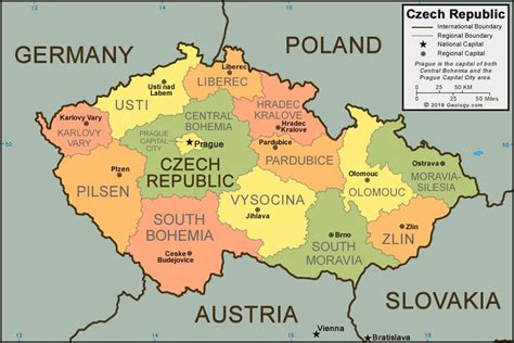 Map of prague and surrounding countries - Prague country map (Bohemia ...