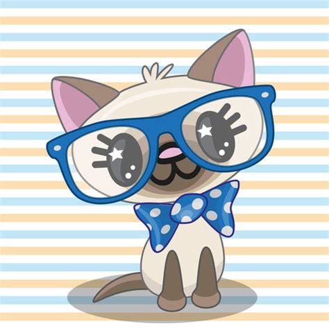 Cartoon cat with glasses vector free download