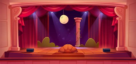 Theater stage, empty scene with red curtains 13194558 Vector Art at Vecteezy