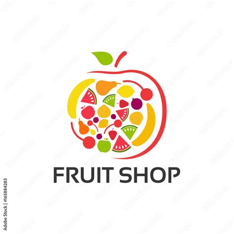 Fruit Shop Logo template designs, Fresh Fruit Center Logo template designs vector illustration ...