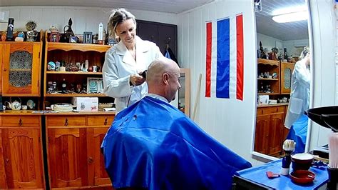 Sexy lady barber shaved head part 1💈😉 - YouTube