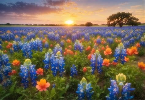 Premium AI Image | Texas Bluebonnet Field Digital Backdrop