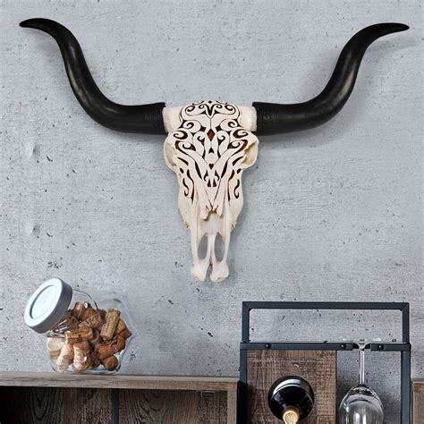 Carved Longhorn Skull Wall Decor | Cow Skull Decor by Wall Charmers