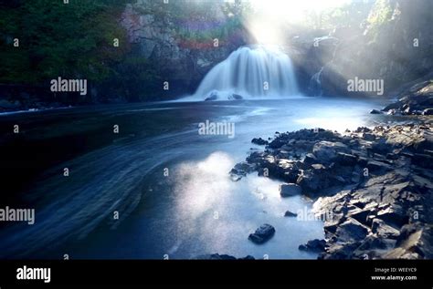 Scenic View Of Waterfall Stock Photo - Alamy