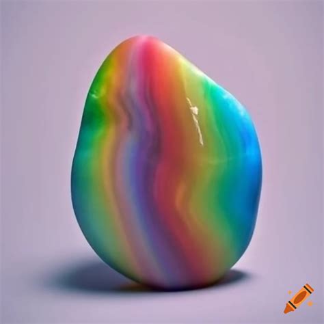 A colorful stone rainbow sculpture