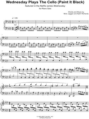 Wednesday Plays the Cello (Paint It Black) Sheet Music to download and ...