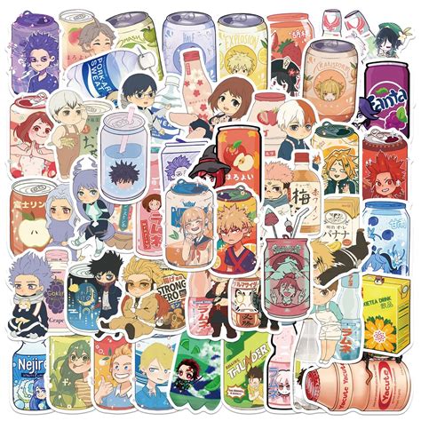 Buy AYODPEAnime Drink Stickers Pack 50pcs Mixed Anime Aesthetic Stickers-Waterproof Vinyl ...