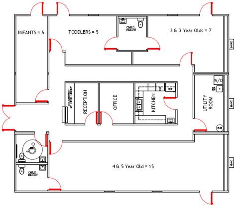 Wilkins Builders Daycare and Childcare Centers | Daycare floor plans, Daycare design, Preschool ...