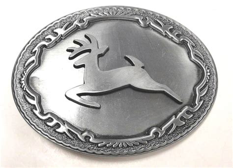 Custom Belt Buckle Promo: Polished Pewter Custom Deer Belt Buckle