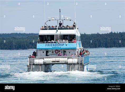 Bar Harbor, Maine, USA – 28 July 2017: The Friendship V catamaran, of ...