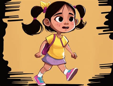 Premium AI Image | A cartoon drawing of a girl with a yellow shirt that says " the word " on it.