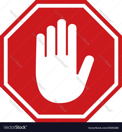 Adblock or red stop sign with hand icon Royalty Free Vector