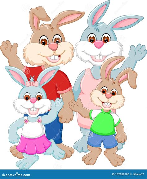 Happy Family of Rabbit Cartoon Stock Illustration - Illustration of ...