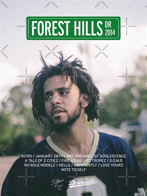 "J Cole – 2014 Forest Hills Drive | Tracklist Poster" Sticker by karanwashere | Redbubble