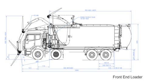 Line drawing of Front End Loader Garbage Truck | Garbage truck party ...