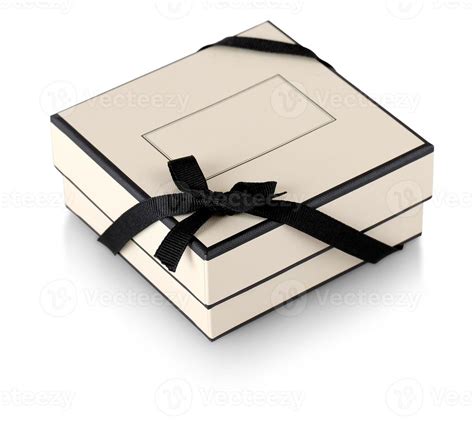 gift box with black ribbon isolated on white 16862214 Stock Photo at ...