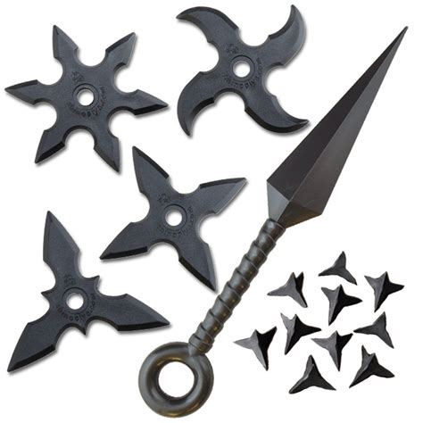 Rubber Shuriken Ninja Set (Shuriken 4pcs + Kunai + Makibishi) – Samurai ...