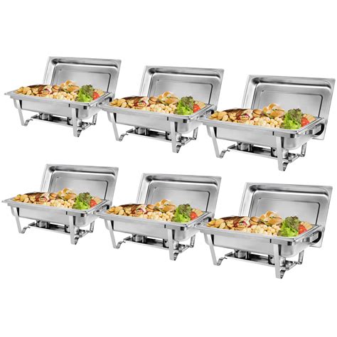 ZENY 6 Packs Stainless Steel Chafing Dish 8 Quart Catering Buffet ...