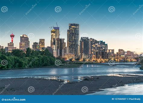 Calgary, Alberta City Skyline at Night Editorial Photography - Image of ...