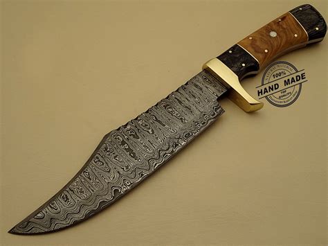 Rambo Damascus Bowie Knife Custom Handmade Damascus Steel