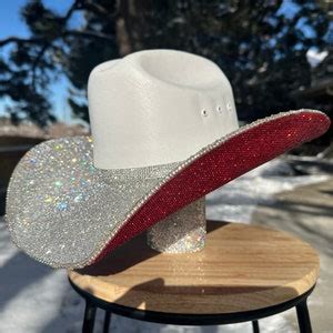 White Cowgirl Hat With Rhinestones. Western Wedding. Country Concert. Space Halloween Costume ...