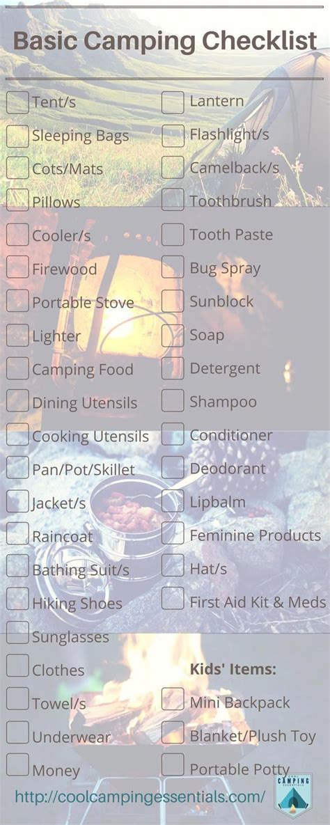 primitive camping checklist #Campingchecklist | Basic camping checklist ...