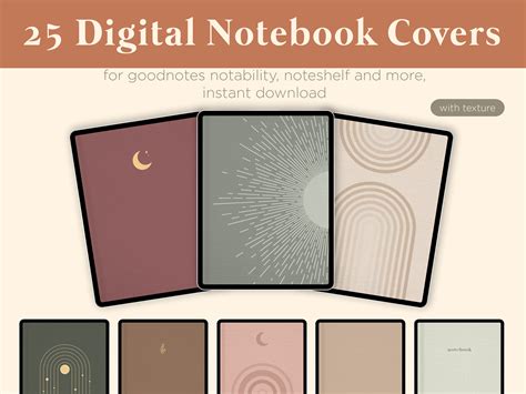 Digital Notebook Covers Minimal Boho Style for Goodnotes, Notability ...