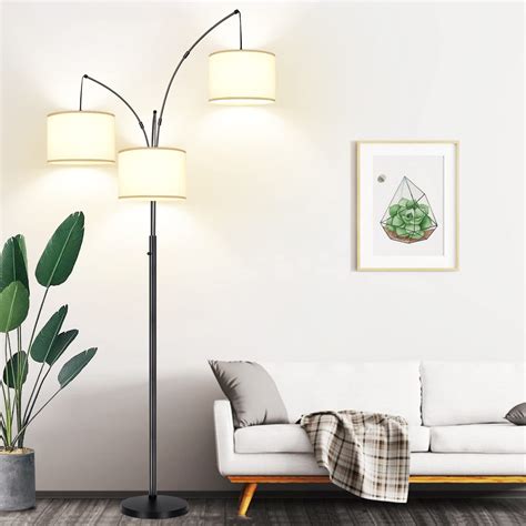 Dimmable Floor Lamp - 3 Lights Arc Floor Lamps for Living Room, 1000LM Modern Tall Standing Lamp ...