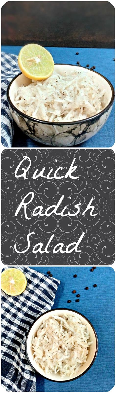 Mooli (Radish) Salad Recipe - How to make quick Muli lachha salad - Vegetarian Tastebuds | Receta