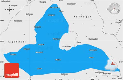 Political Simple Map of Jalandhar, single color outside, borders and labels