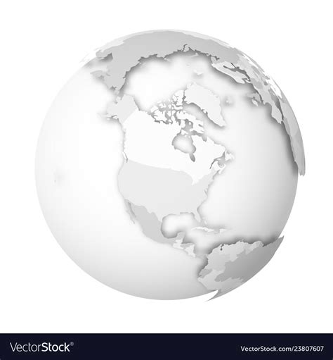 Earth globe 3d world map with grey political map Vector Image