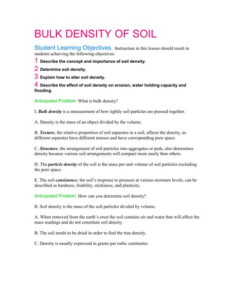 psaa bulk density of soil worksheet