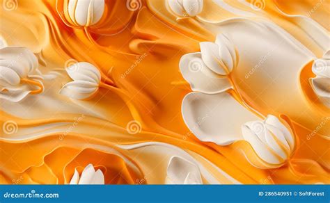 Liquid Tulip Background. Yellow and White Minimalist Banner with Liquid ...